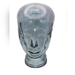Vintage Mid-Century Blue Glass Mannequin Head – Hat Display / Decor